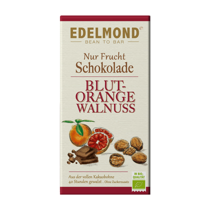 -"Nur Frucht" Walnuss-Blutorange Schokolade, Bio, 75g