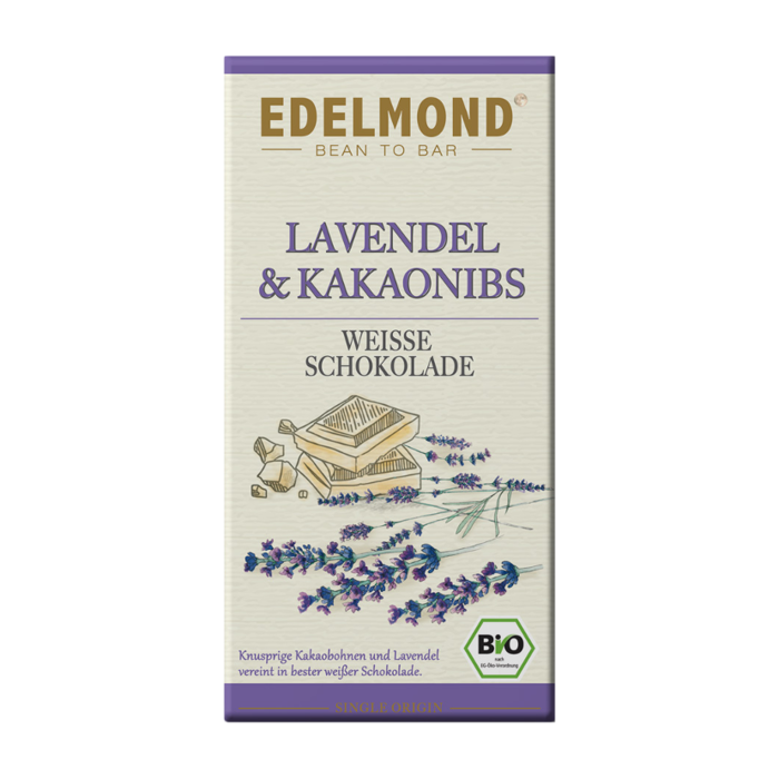 - Lavendel & Nibs, weiße Schokolade, Bio , 75g