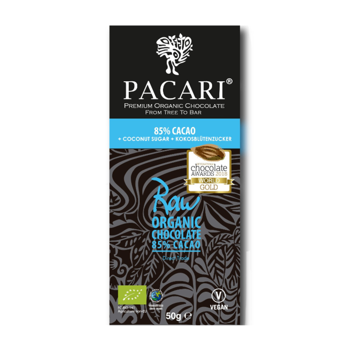 - Rohe Bio Schokolade 85% mit Kokoszucker