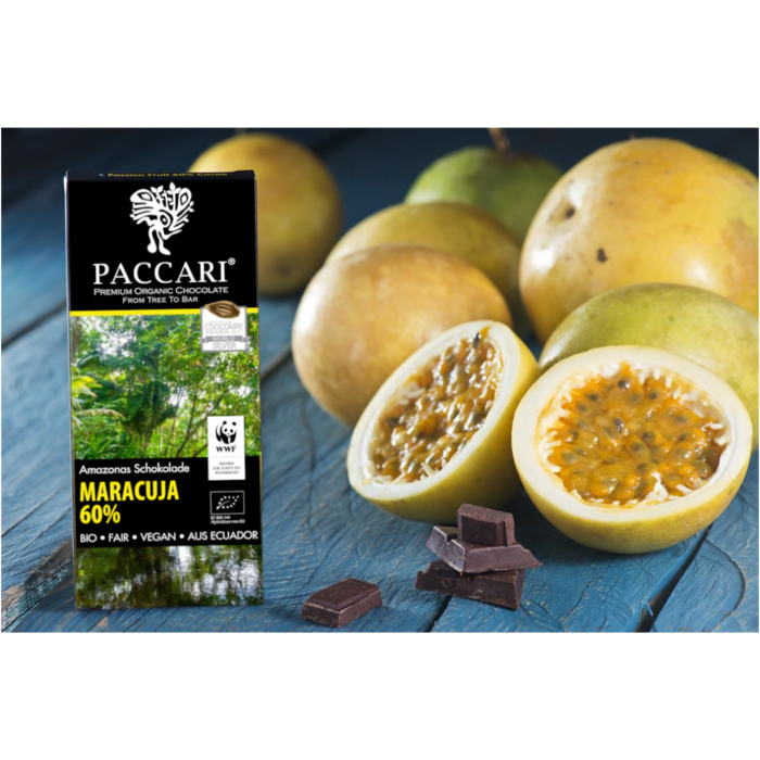 - Bio Schokolade Maracuya (Passionsfrucht), 60% Kakao, 50g