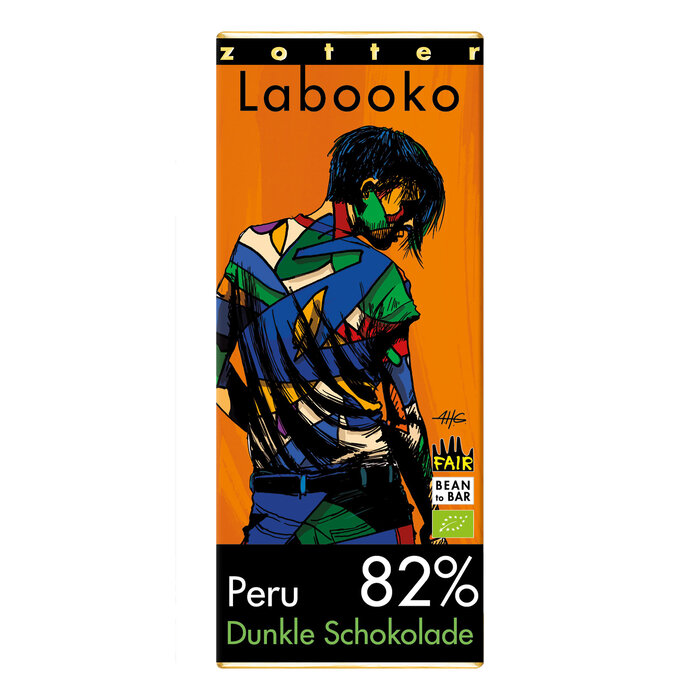 - 82% Peru dunkle Schokolade, 2 x 35g