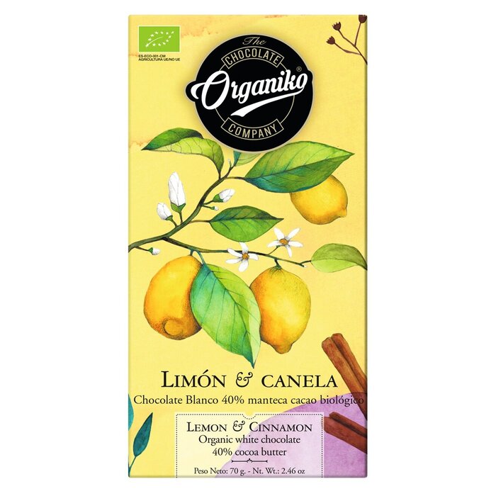 Weiße Schokolade mit Zitrone und Zimt, Bio, 70g