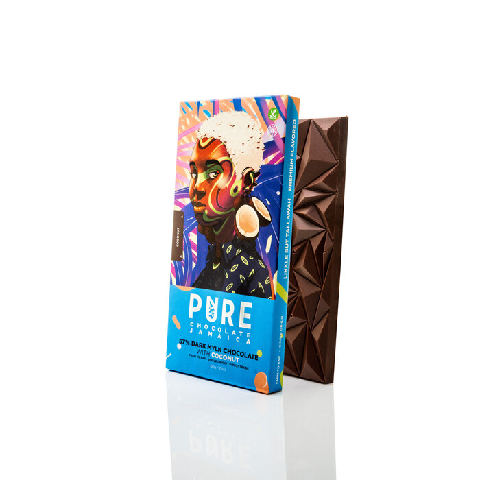 - Dunkle Mylk Schokolade mit Kokosnuss 57%,  60g