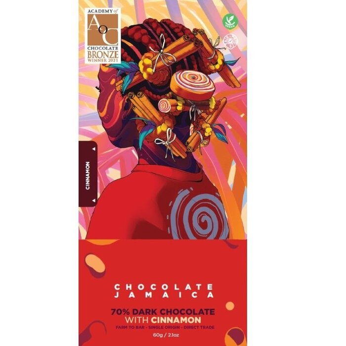 - Dunkle Schokolade 70% mit Zimt, 60g