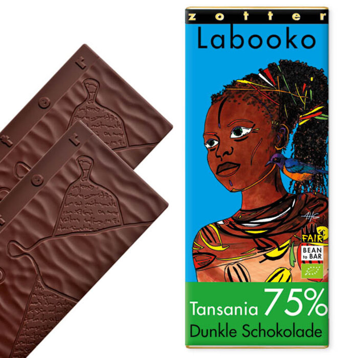 - 75% Tansania dunkle Schokolade, 2 x 35g