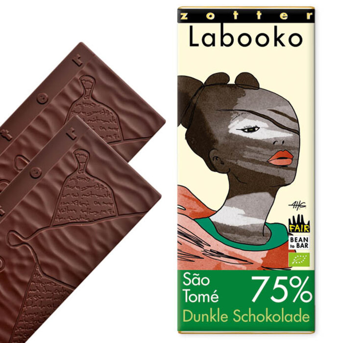 - 75% São Tomé dunkle Schokolade, 2 x 35g