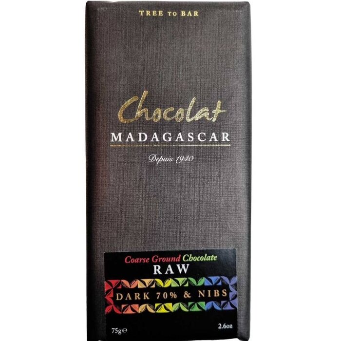 - Madagaskar – Chocolat Madagaskar Roh mit Nibs 70 % Kakaoanteil
