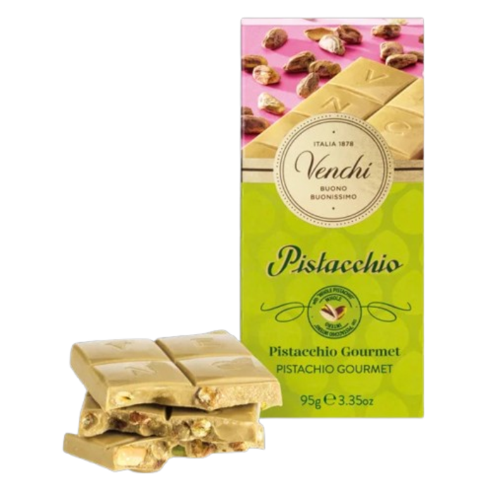 - Italienische Pistazien-Tafel: Weiße Schokolade mit ganzen Pistazien und Pistazienpaste