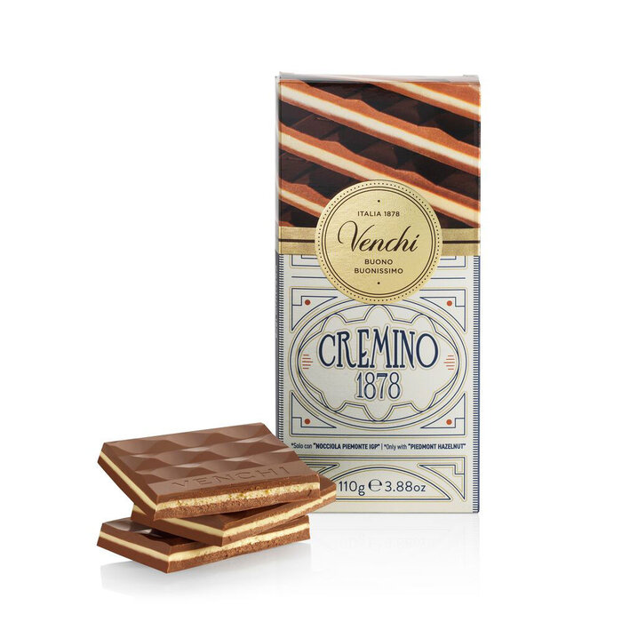- Italienische Cremino 1878 Dreischichtige Nougat-Schokolade mit Piemont-Haselnüssen & Mandelpaste (110 g)