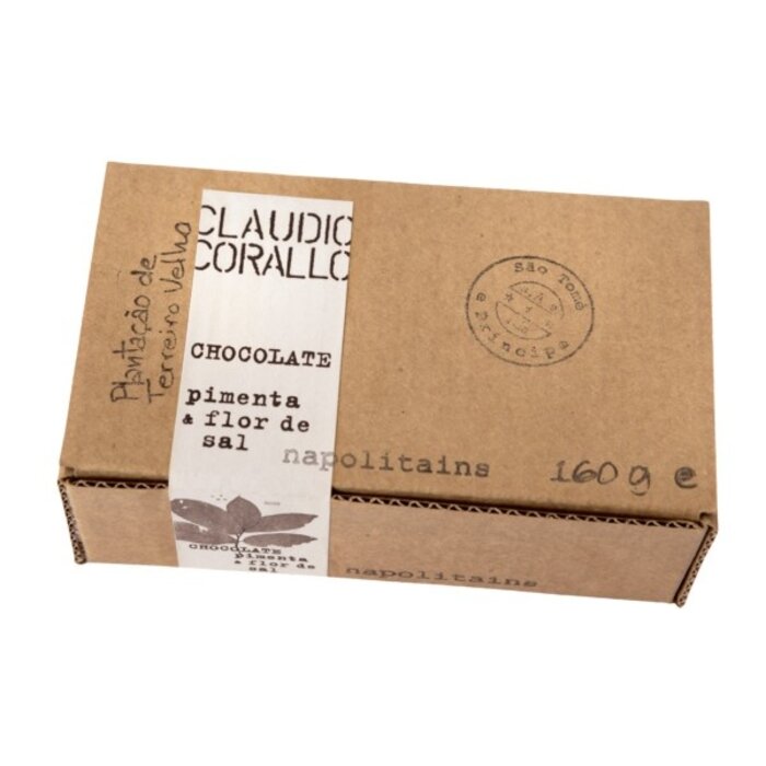 - Claudio Corallo São Tomé Schokolade 70% mit Pfeffer & Fleur de Sel – 160 g Premium-Dunkle Schokolade