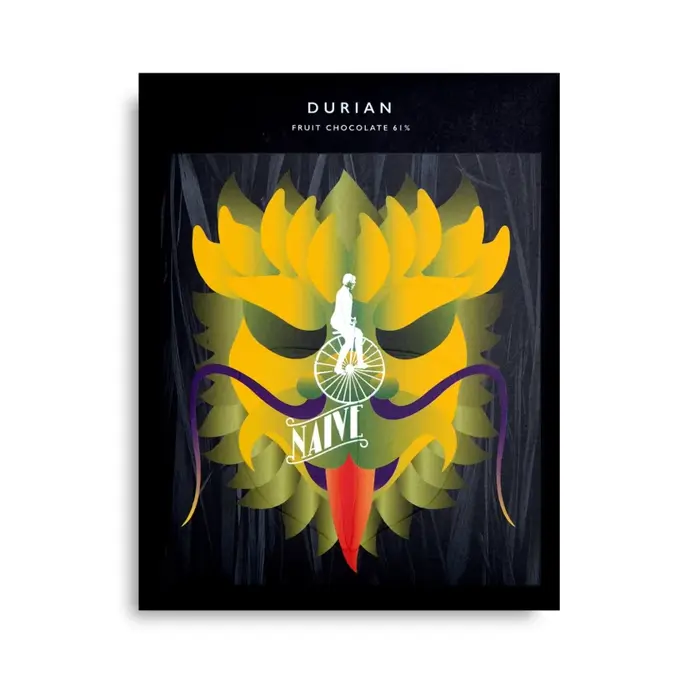 - Dunkle Milchschokolade mit Durian 61%, 50g