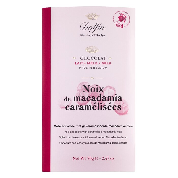 - Belgien Vollmilchschokolade Noix de Macadamia Caramelisees – 38 % Kakao