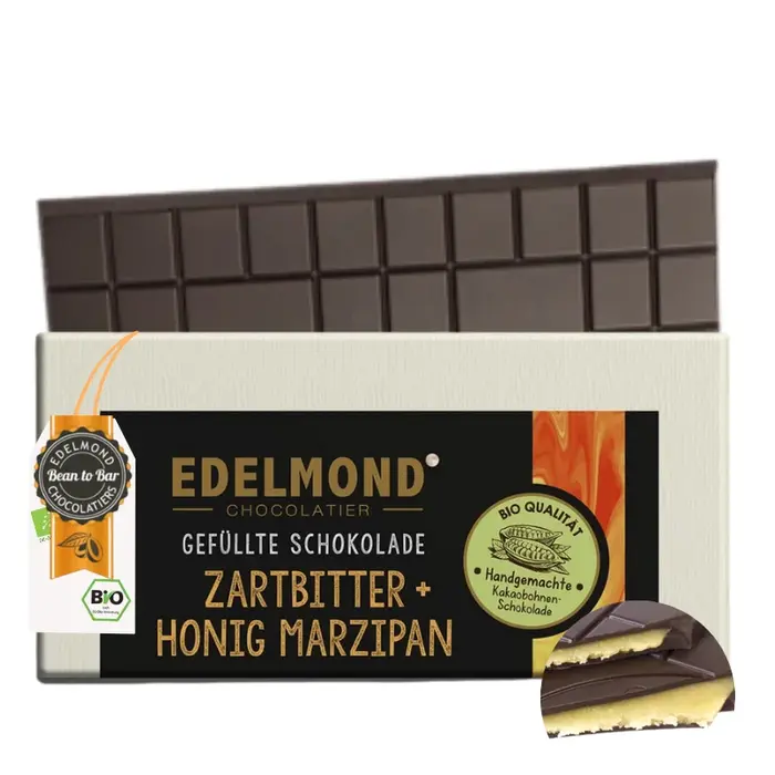 - Gefüllte Honig-Marzipan Bio Zartbitterschokolade 60% Kakao