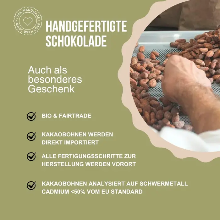 - Gefüllte Zartbitterschokolade 65% Kakao mit Minz-Marzipan Bio & Fair – Edelmond Chocolatiers