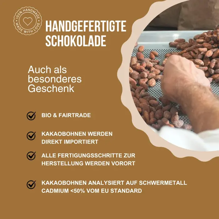 -Gefüllte Zartbitterschokolade 65% Kakao mit Haselnuss-Nougat Bio & Fair – Edelmond Chocolatiers