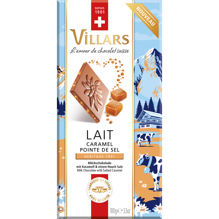 - Milchschokolade mit Karamell und Salz 33 % Kakao