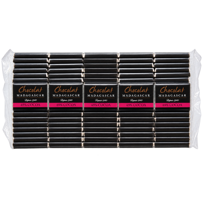 - Chocolat Madagascar Fine Dark 65 % Kakao – 100 Napolitains à 5 g, 500 g