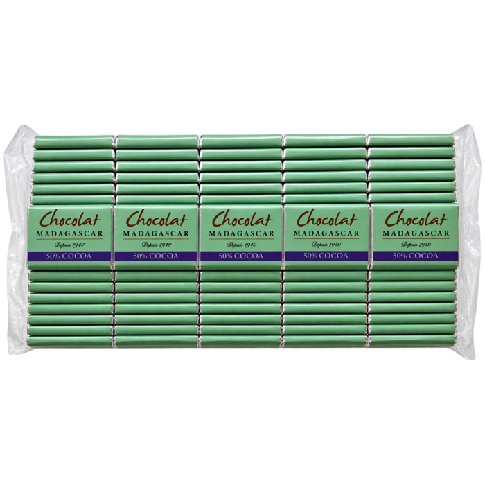 - Chocolat Madagascar Fine Milk 50 % Kakao – 100 Napolitains à 5 g, 500 g