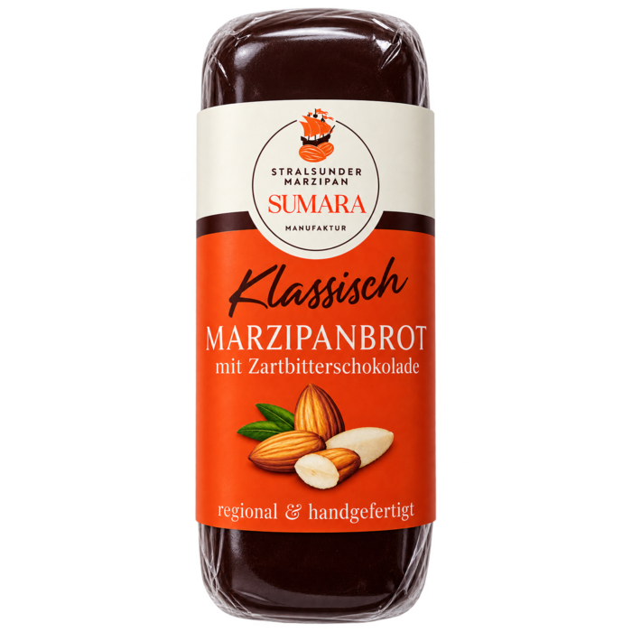- Marzipanbrot mit Zartbitterschokolade 58 % Kakao