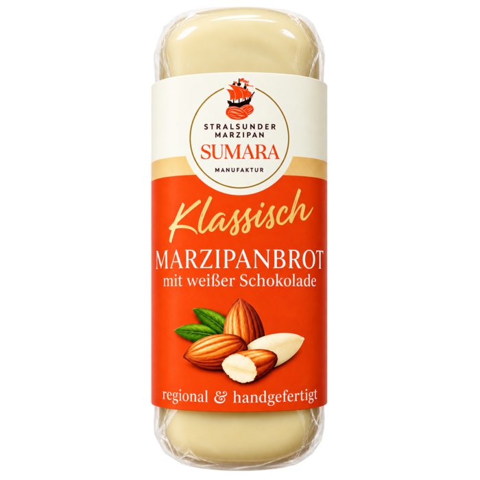 - Marzipanbrot mit weißer Schokolade