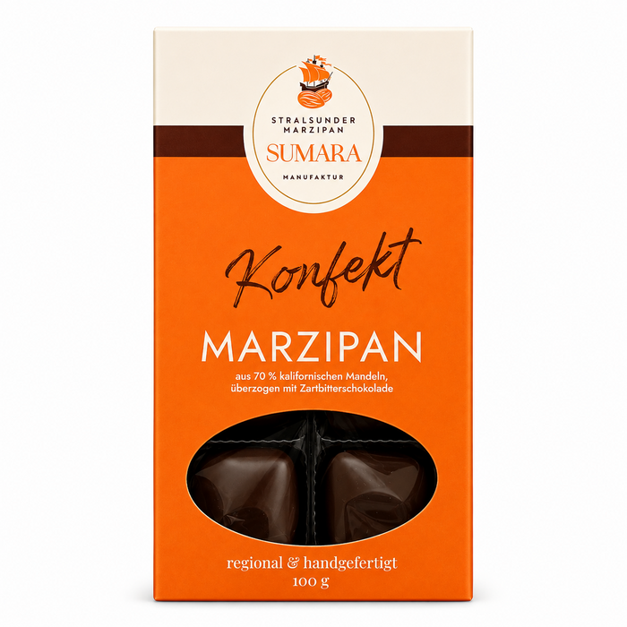 - Zartbitterschokolade 58 % – Marzipan-Konfektwürfel