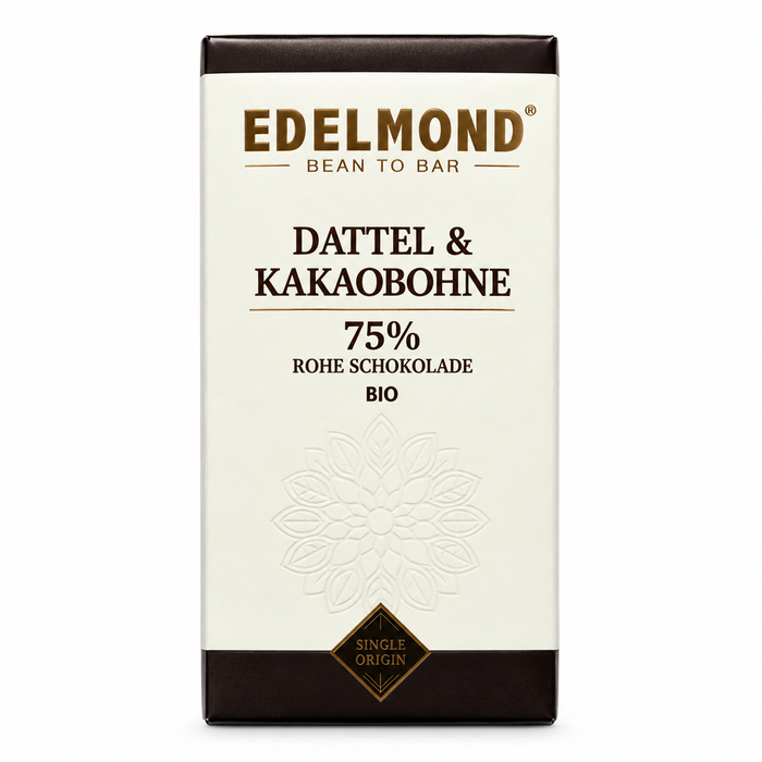 - Rohe Dattelschokolade 75 % Kakao