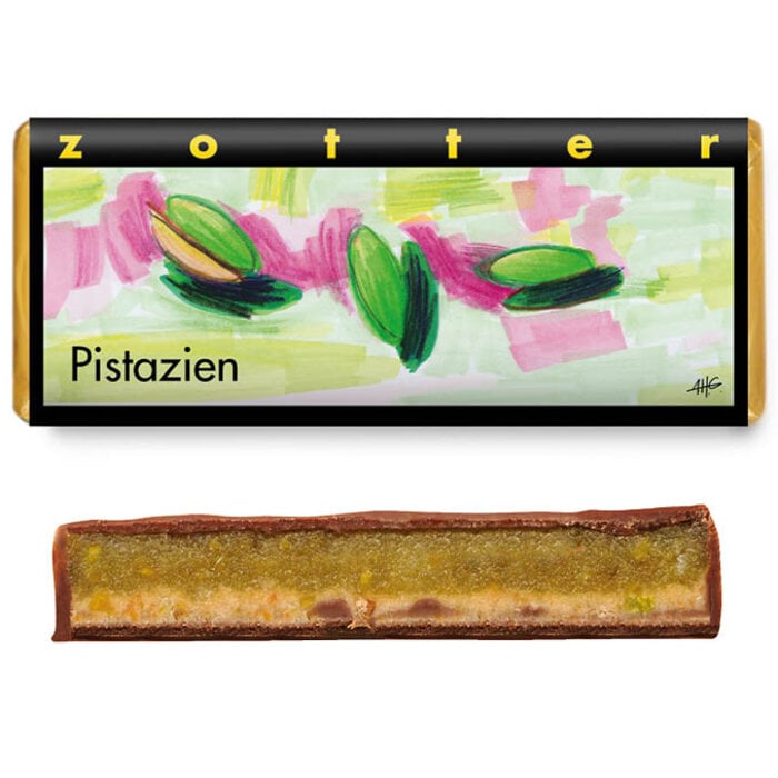 - Dunkle Milchschokolade Pistazien 50 % Kakao