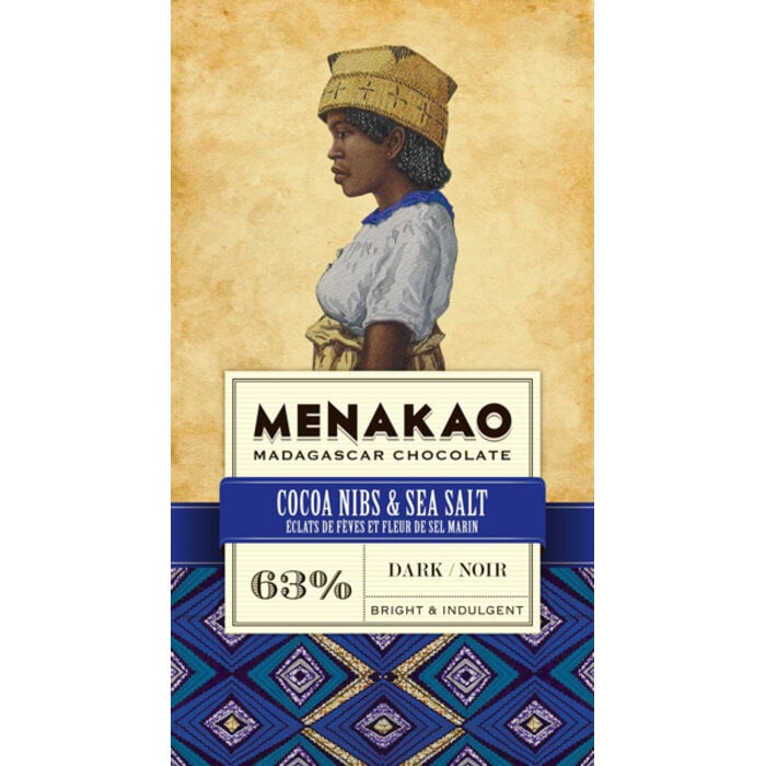 - Edelbitterschokolade mit Kakaonibs & Meersalz 63 % Kakao