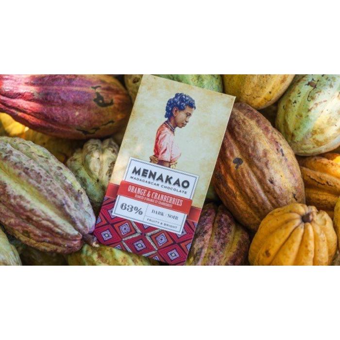 - MADAGASCAR CHOCOLATE | ORANGE & CEANBERRIES | DARK/NOIR 63% | Zartbitterschokolade mit Orangen und Moosbeeren, 75g