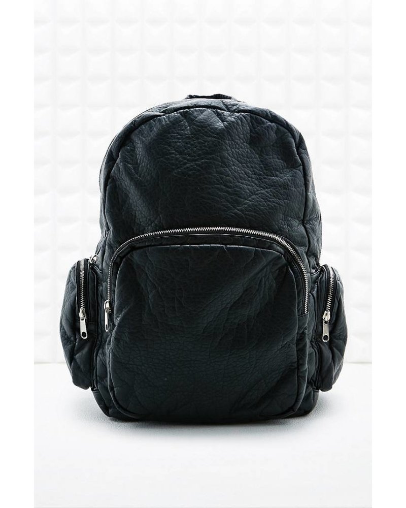 Black leather backpack