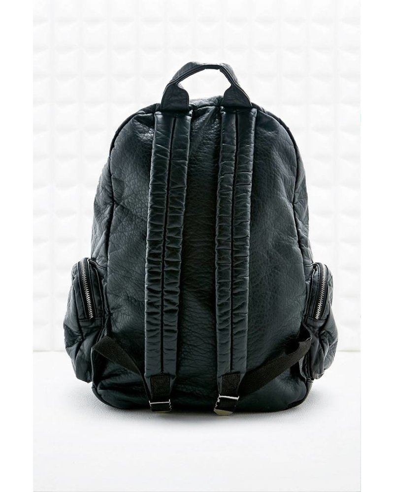 Black leather backpack