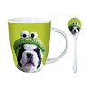 Französisch Bulldog Hot Chocolate Mug - Kermit Mops mit Löffel