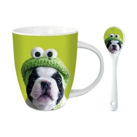 Otter House Franse Bulldog Hot Chocolate Mok - Kermit