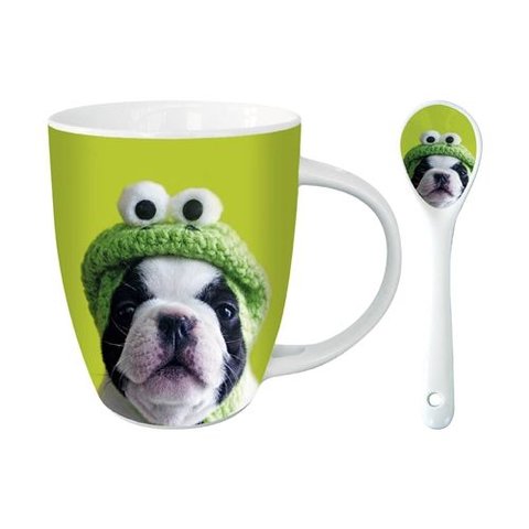 Französisch Bulldog Hot Chocolate Mug - Kermit Mops