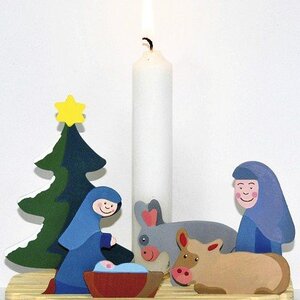 Wooden mini craft Christmas stall with candle holder