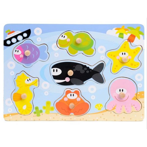 Toys and Tools Houten Knoppuzzel oceaan Toys and Tools Houten Knoppuzzel oceaan