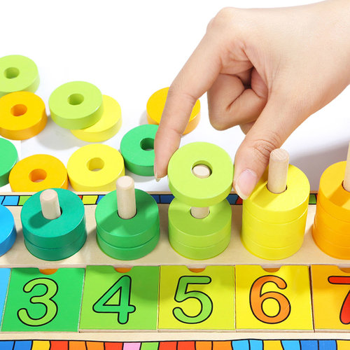 Top Bright Wooden Counting Game Rings