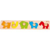 Houten Knoppenpuzzel Dieren, 5st.