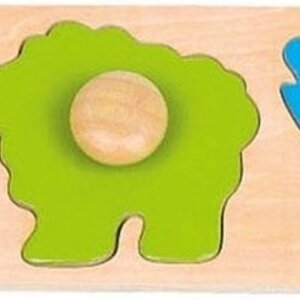 Houten Knoppenpuzzel Dieren, 5st.