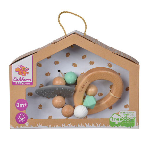 Baby Pure Teething Ring - wood and silicone beads