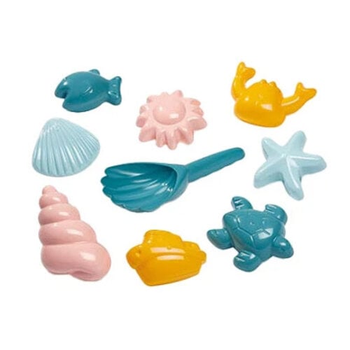 Ecoiffier Shell  Sand Shapes with Scoop, set of 9