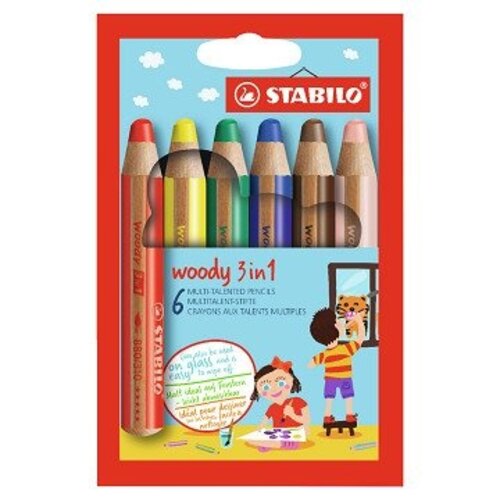 Stabilo Stabilo woody 3 in 1 Etui - 6 Kleuren Stabilo Stabilo woody 3 in 1 Etui - 6 Kleuren