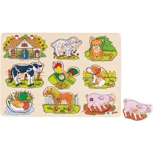 Goki Goki Houten Geluidspuzzel Boerderijdieren