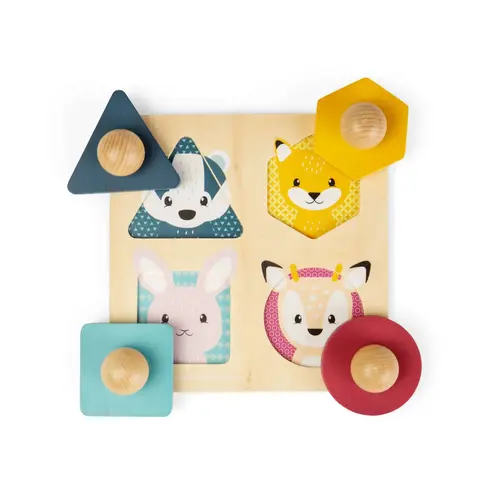 Bigjigs Bigjigs Woodland Shape Puzzle – Houten Vormpuzzel met Dikke Knoppen (FSC®)