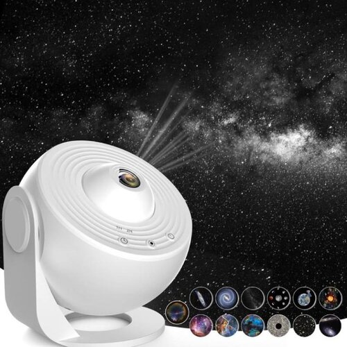 Playlearn  snoezelproducten Galaxy Projector Lamp met 12 Slides – Sterrenhemel Projector met Timer en Rotatie