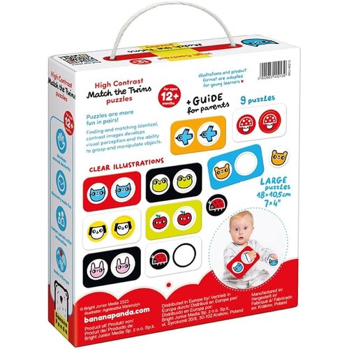 Banana Panda Banana Panda Hoog Contrast Puzzel Zoek de Tweeling – 9 Tweedelige Puzzels voor Jonge Kinderen