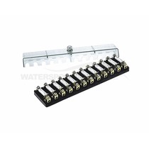 Zekeringdozen met doorzichtige kap.