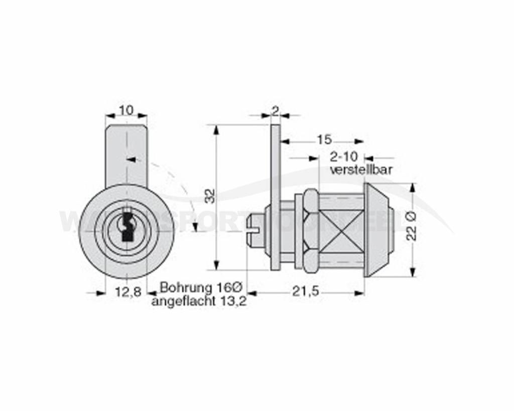 Cilinderslot met sleutel Boot slotje Watersportvoordeel