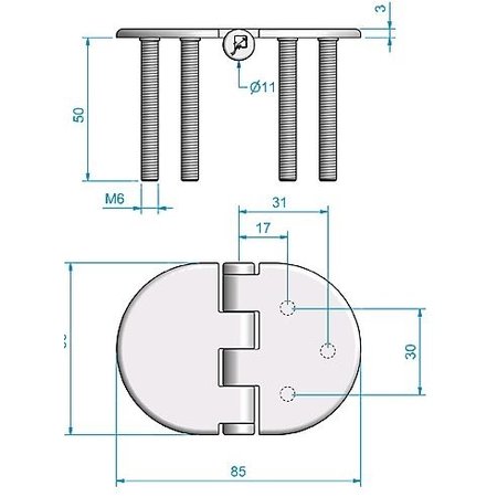 Vlakscharnier rond verdekt