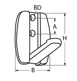 Kledinghaak inklapbaar 50 x 28 mm / RVS